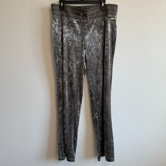 Calvin Klein Women’s Gray Velvet Drawstring Waist Lounge Casual Sweatpants - Picture 4 of 9